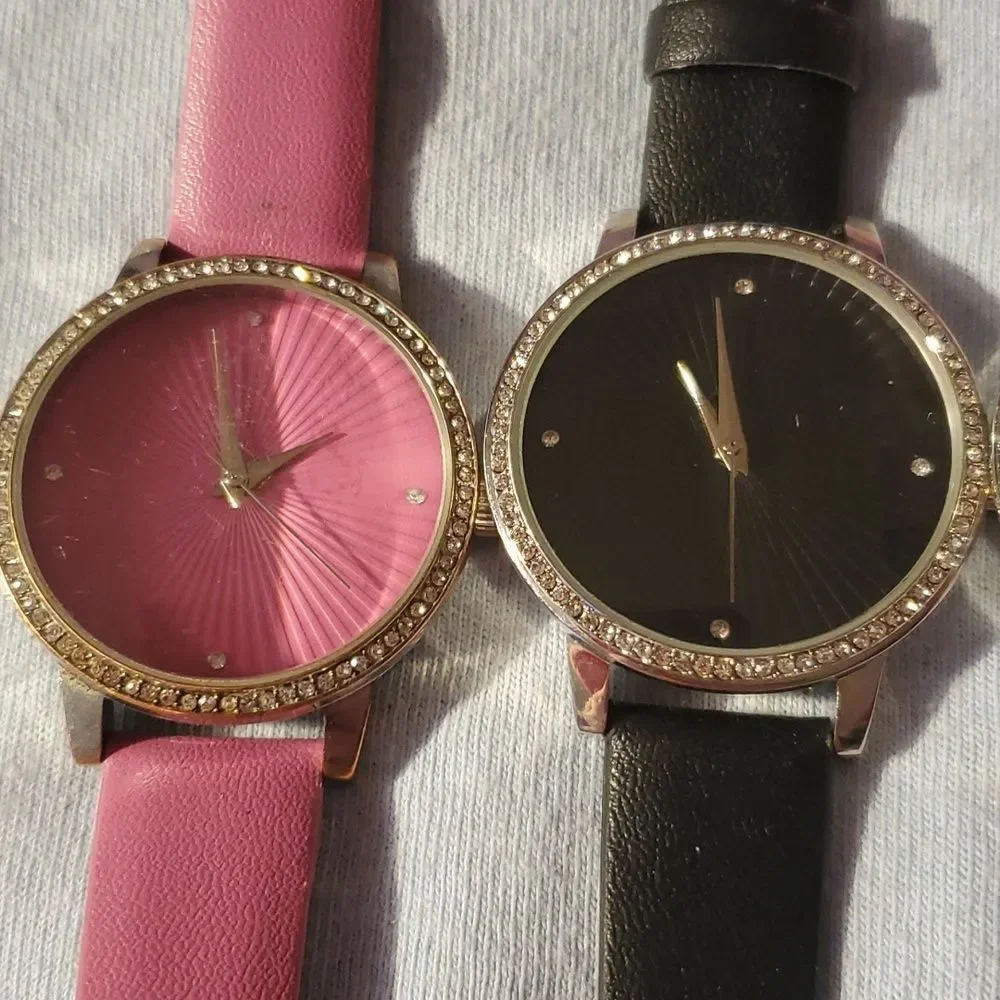 4 Manhattan by Croton Sunray Dial with Crystal Bezel Watches Pink Blue Black‎